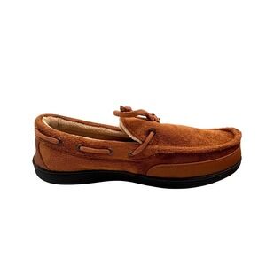 Isotoner Men's Brown Memory Foam Nigel Moccasin Slippers Size MD 8-9 NEW